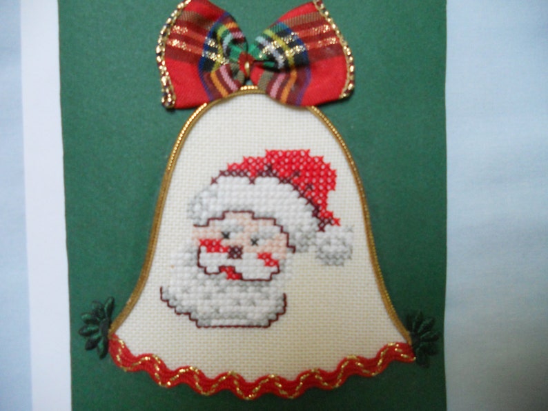 Christmas Greeting Card. Cross Stitch Handcrafted Embroidery image 0