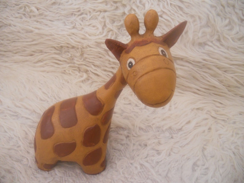 Vintage Hand Carved Wooden Giraffe Sculpture.African Wooden image 0