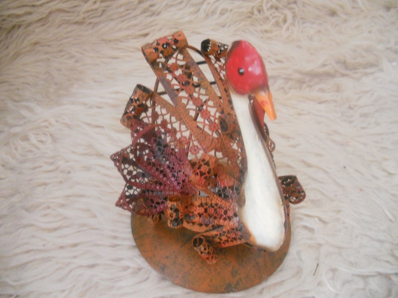 Metal Turkey Candle Holder Figurine.Multicolored Thanksgiving image 0