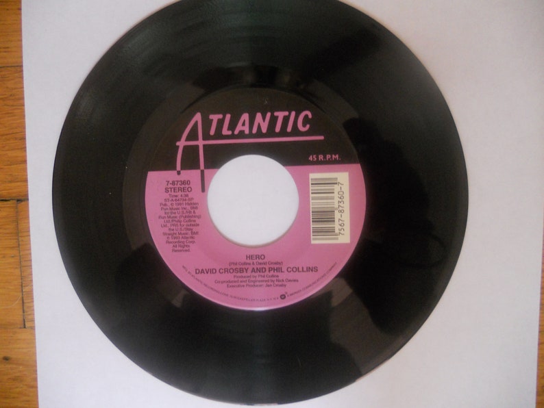 David Crosby And Phil Collins  Hero / Coverage 45 rpm Vintage image 0