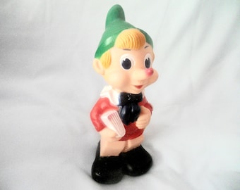 Vintage Pinocchio Rubber Toy. Collectible Figurine. Kid's Gift. Kid's Room Decor. Birthday Gift. Christmas gift. RARE find.