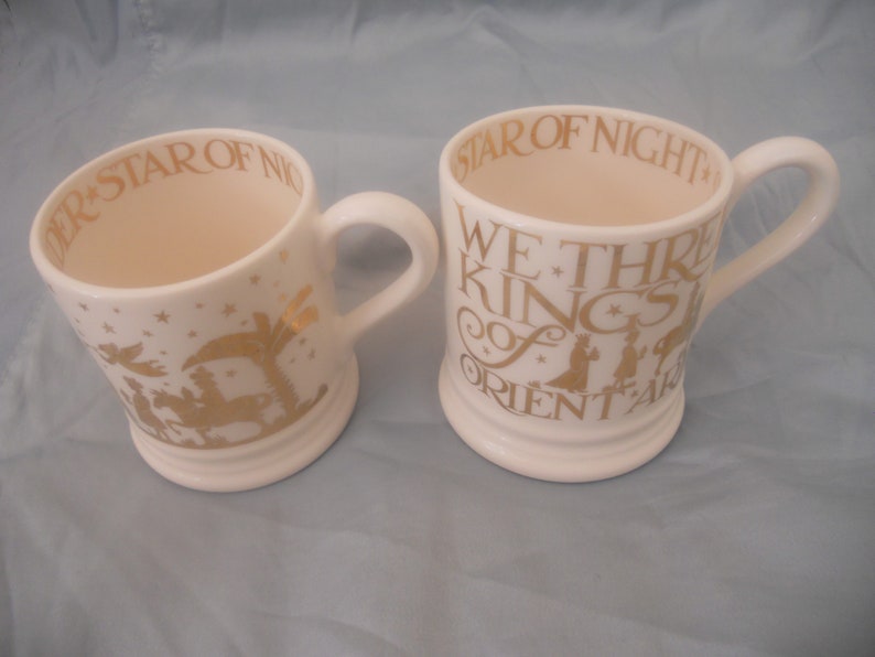 Emma Bridgewater We Three Kings Set of Two 1/2 Pint Mugs.Gold image 0