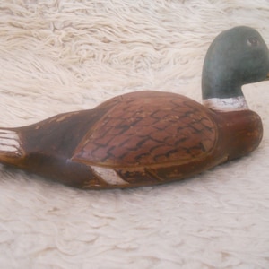 Big Wood Duck Sculpture 16.25 inches long.Wooden Duck Decoy Figurine.Home Man Cave decor.Collectible figurine.Wooden Art.