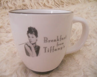 Breakfast from Tiffany's Coffee Mug.Rare Audrey Hepburn Cup. Collectible Drinkware.