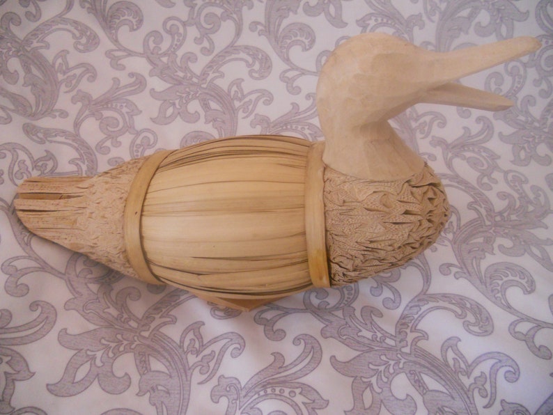Vintage Straw and Wood Duck Decoy. Collectible Duck image 0
