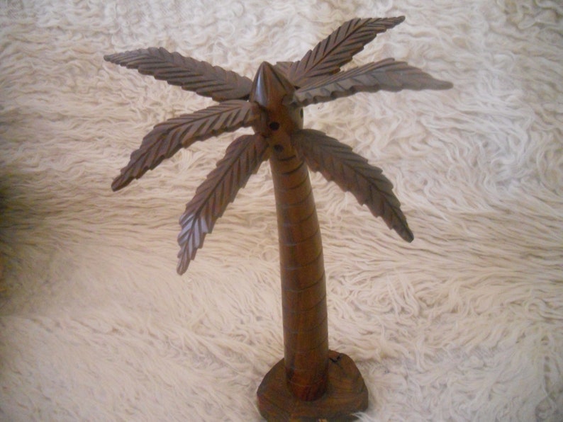 Wooden Palm Tree Figurine. Ironwood Palm Tree Sculpture.Home image 0