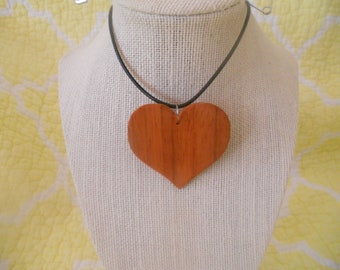 Exotic Wood Padauk Pendant. Red Heart Natural Color Wooden Jewelry. Bohemian Necklace. Unique Women's Pendant. Gift for her.
