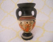 Ancient Greek Amphora Replica.Hand Painted Ceramic Vase.Hand Made in Greece. Fine Arts Ceramics Collectible Vase.