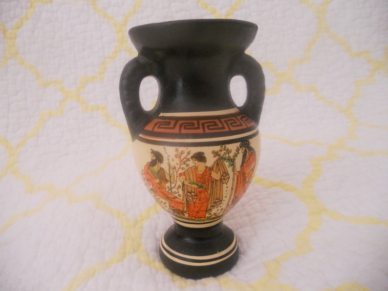Ancient Greek Amphora Replica.Hand Painted Ceramic Vase.Hand image 0