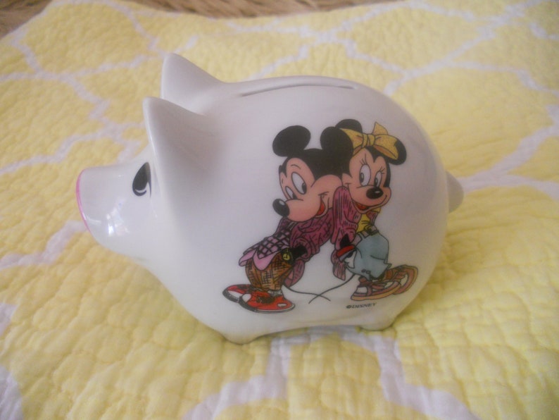 2019 Year of the Pig.Vintage Porcelain Piggy Bank.Disney Micky image 0