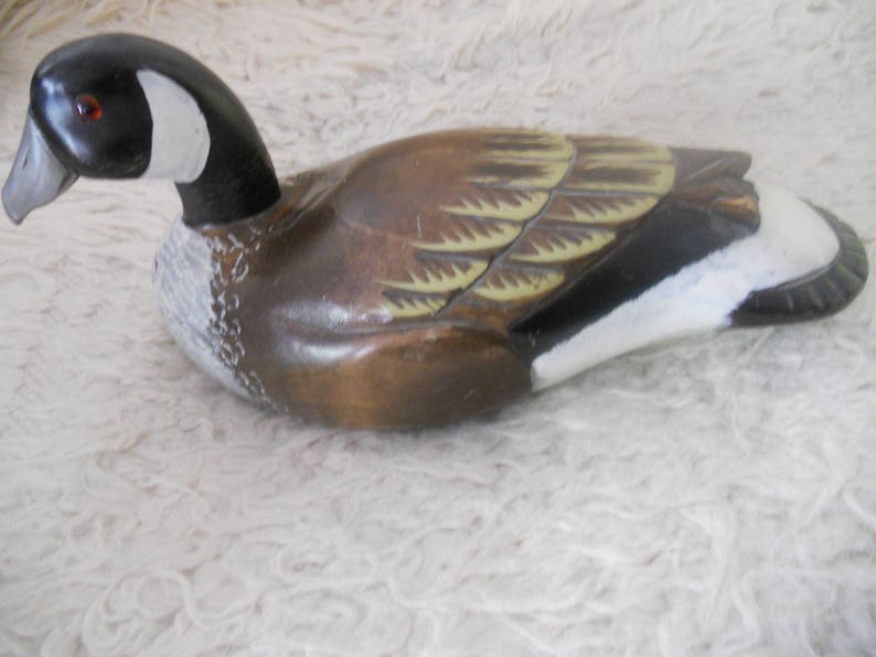 Drake Wood Duck Sculpture. Vintage  Wooden Duck Decoy image 0