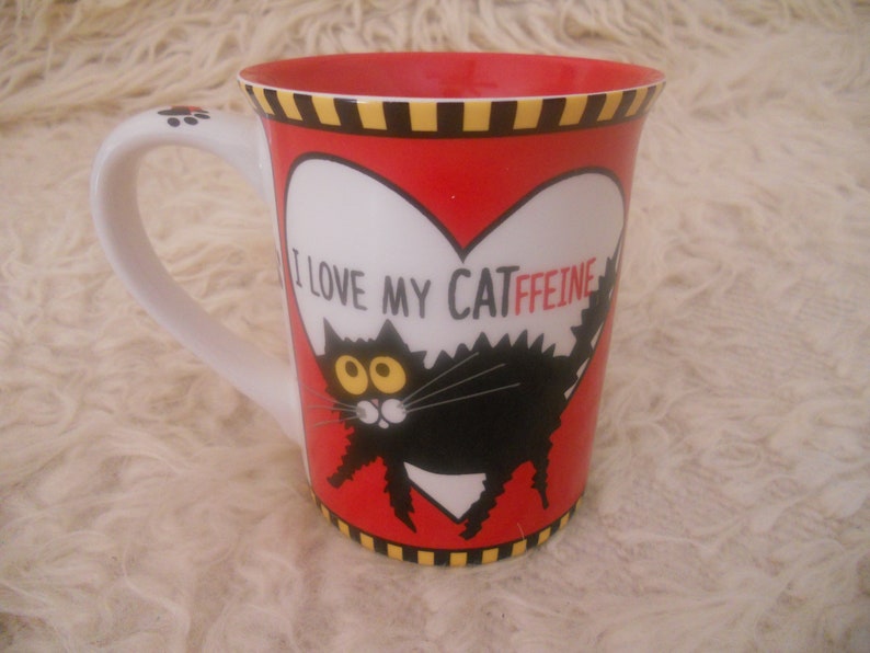 Our Name is Mud I Love My Catffeine Stoneware Mug. Cat Hair image 0