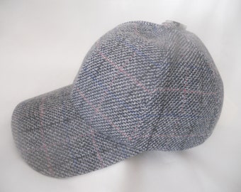 Anthropologie Tweed Plaid Beige Brown Orange Baseball Cap Hat Adjustable Strap.