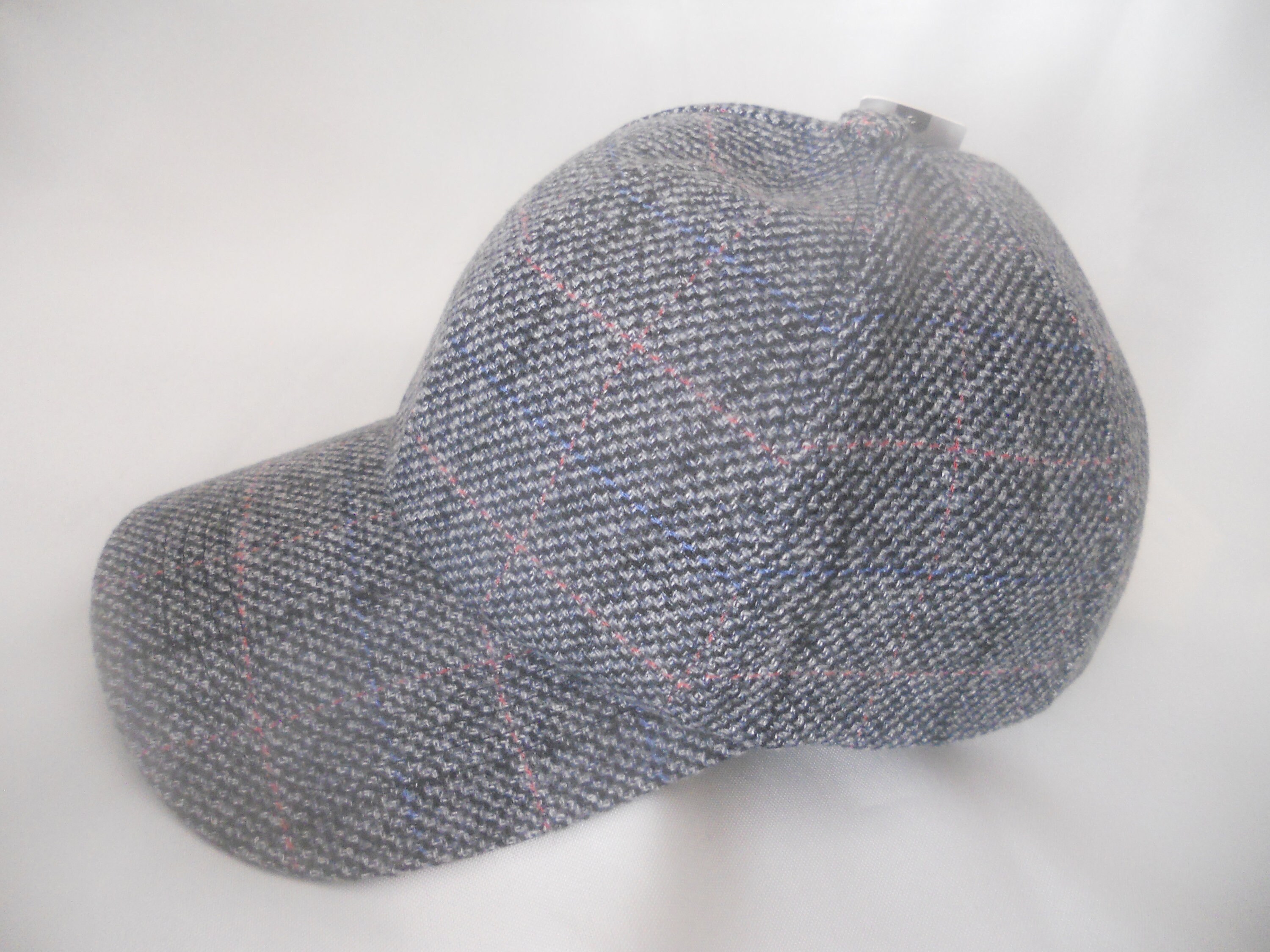 Anthropologie Tweed Plaid Beige Brown Orange Baseball Cap 