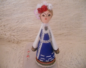 Traditional Handcrafted Bulgarian Dol. Ethnic Folk European Doll. Wooden Dressed. Housewarming. Bulgarian Folk Art. Home Office Decor