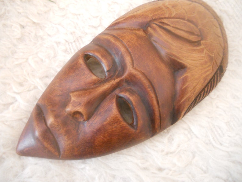 Vintage African Wooden Ritual Mask. Hand carved Ethnic Tribal image 0