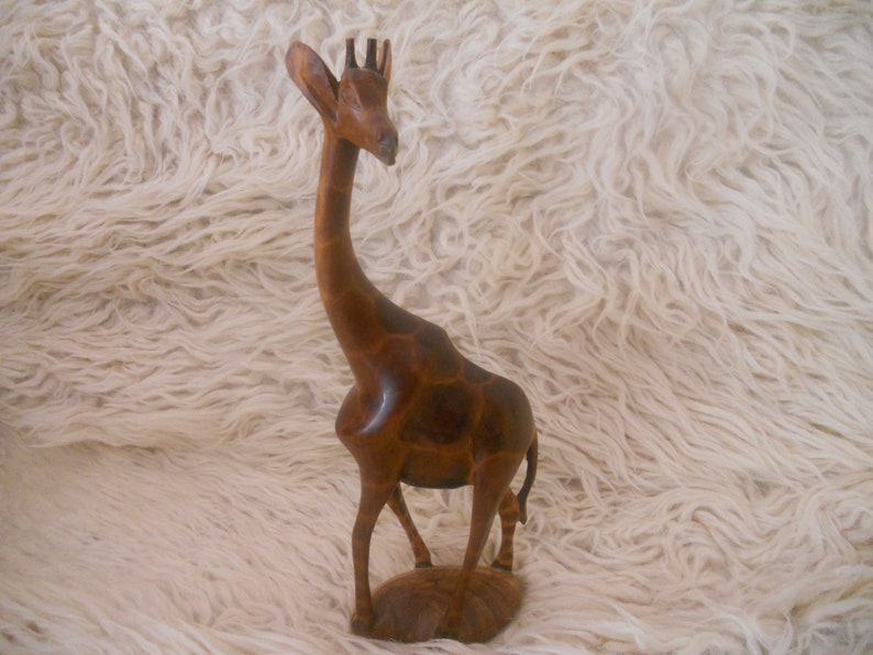 Vintage Hand Carved Wooden Giraffe Sculpture.African Wooden image 0