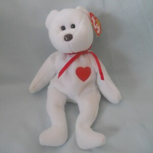 Vintage RARE Ty Beanie Baby Bear Valentino with errors. Date of Birth February 14th 1994.