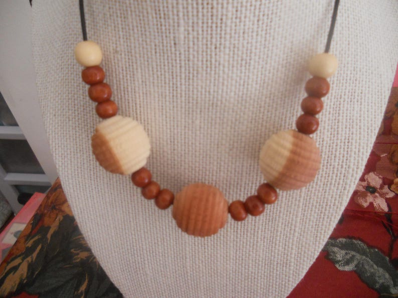 Exotic Aromatic Cedar Wood Necklace. Bohemian Handcrafted image 0