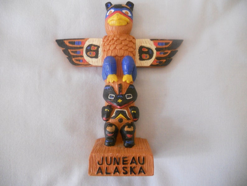 Juneau Alaska Native American Style Totem Pole.Hand Painted image 0