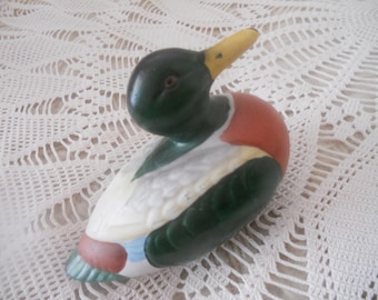 Vintage Ceramic Duck Figurine. Mallard Duck Sculpture. Animal Art. Housewarming Gift. Home, Office, Man Cave Decor.