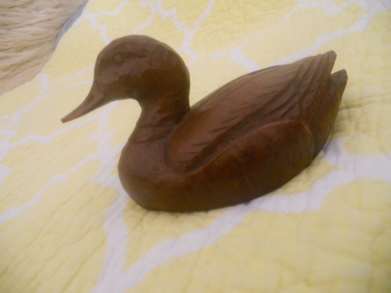 Vintage Red Mill Duck Decoy Figurine. Small 5'' long image 0