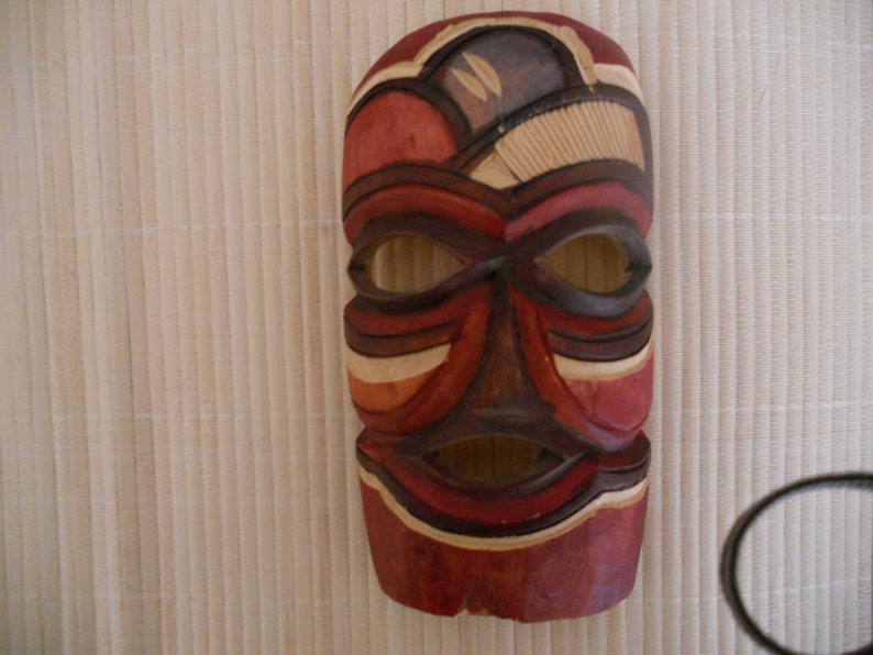 Vintage African Wooden Ritual Mask. Hand carved Ethnic Tribal image 0