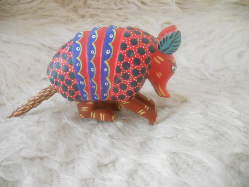 Wooden Armadillo Figurine. Oaxacan Armadillo Signed by the image 0