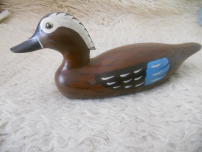 Mallard Drake Wood Duck Sculpture. Big 13.5''Long image 0