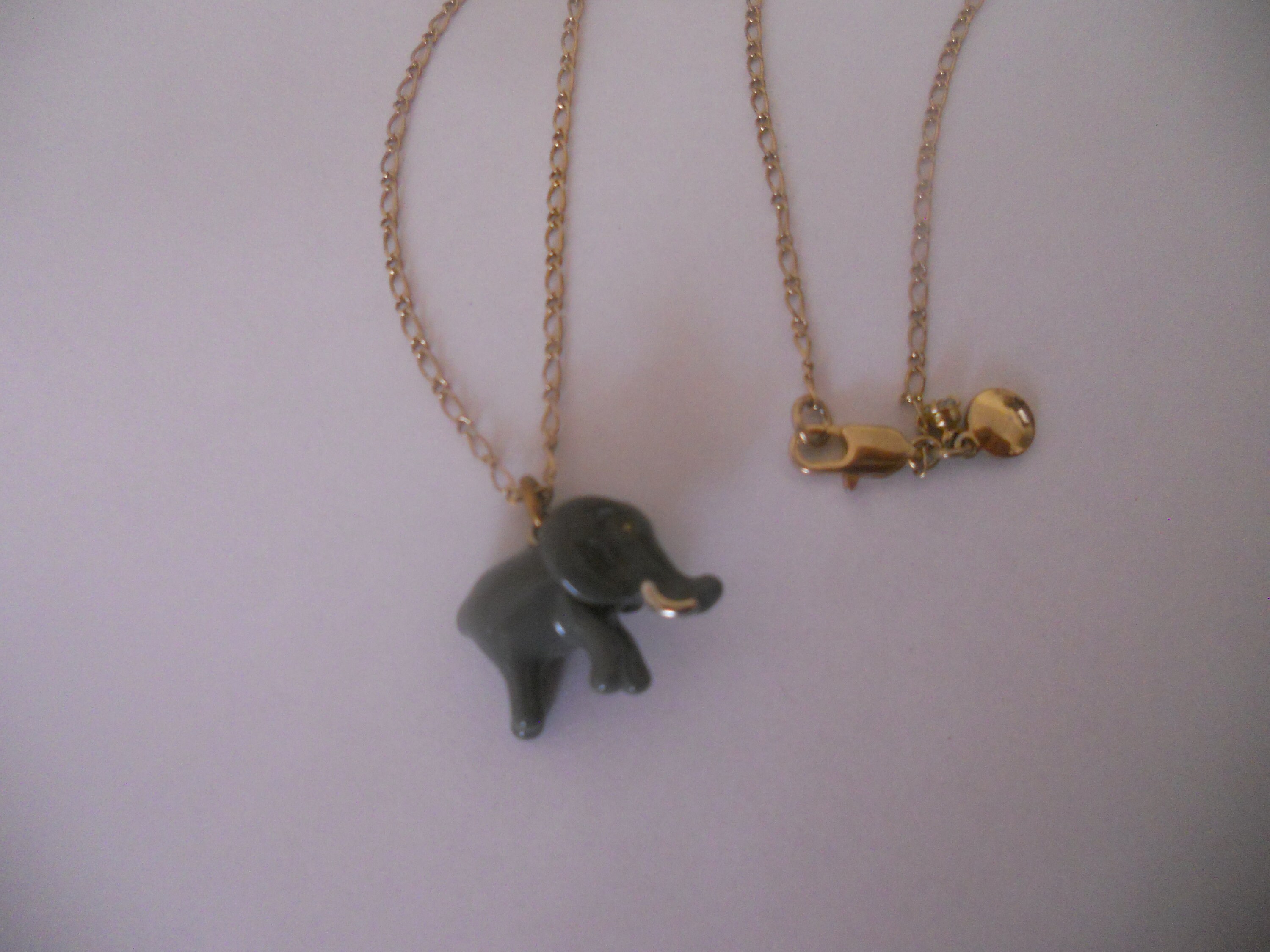 Vintage J Crew Elephant Charm Necklace 
