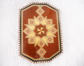 Vintage Taracea Tray. Handcrafted Inlaid Wood Marquetry Tray Made in Spain. Gift for her. Housewarming gift. Home Decor. RARE FIND