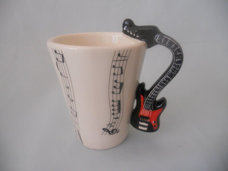 Ceramic Coffee Mug with Electric Guitar Handle.Blue Witch image 0