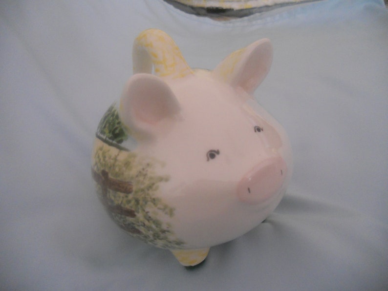 Vintage Piggy Bank Express.Hand Painted Porcelain Money Bank. image 0