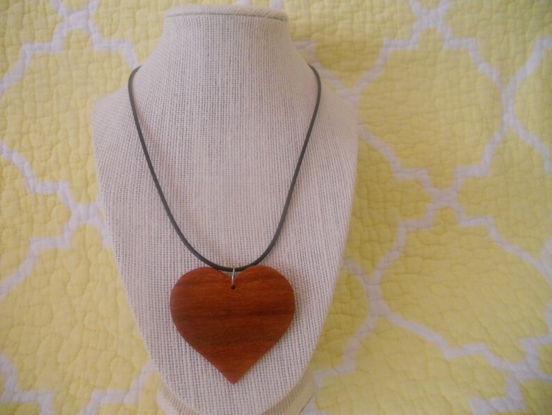 Exotic Wood Padauk Pendant. Red Heart Wooden Jewelry. Bohemian image 0