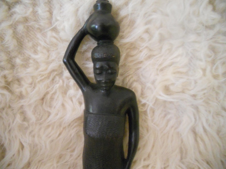 Vintage African Hand carved Ebony Sculpture.Traditional Wood image 0