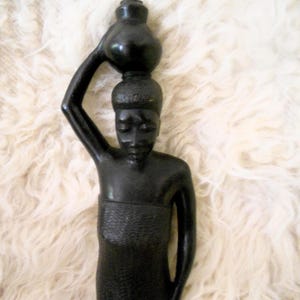 Vintage African Hand carved Ebony Sculpture.Traditional Wood Art from Mozambique.