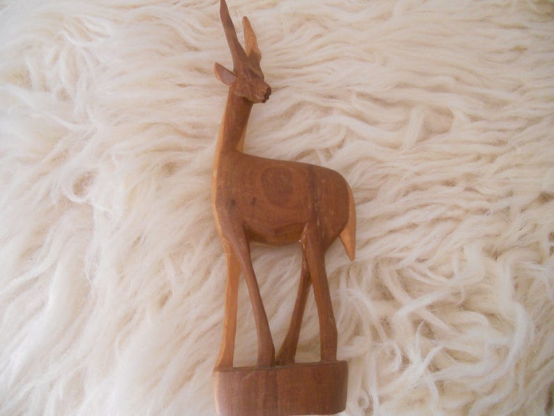 Vintage Wooden Carved  Antelope.Hand Crafted Collectible image 0