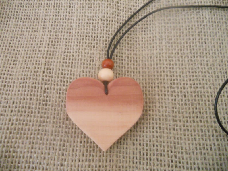 Exotic Wood Aromatic Cedar Heart Pendant. Wooden Jewelry. image 0