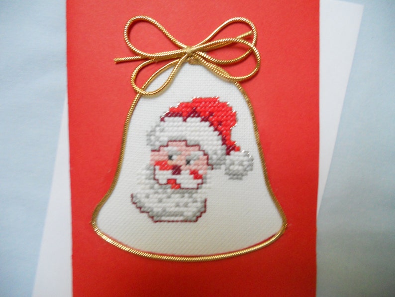 Hand Embroidered Greeting Card.Cross Stitch. Christmas Card. image 0