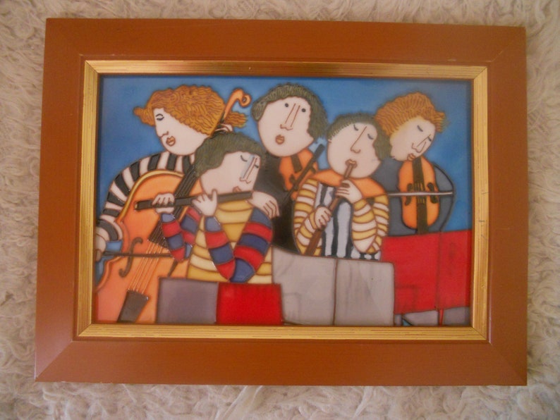 Vintage Framed Enamel Picture Graciela Rodo BoulangerThe image 0