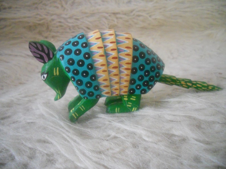 Wooden Armadillo Figurine. Oaxacan Armadillo Signed by the image 0