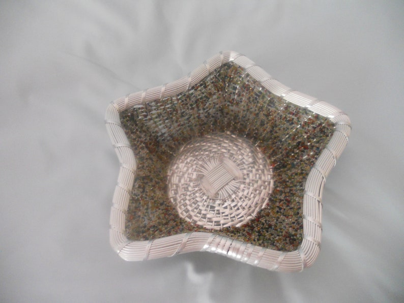 Vintage Beaded Wire Basket. Star Shaped Basket Made in India. image 0