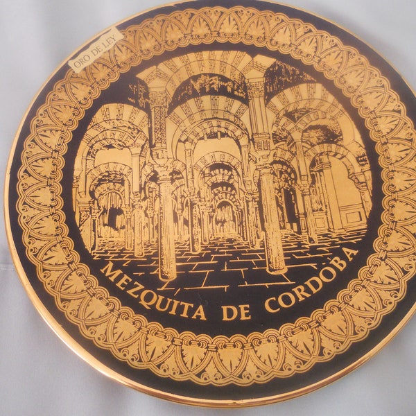 Oro De Ley Mezquita de Cordoba Souvenir Plate.Made in Spain by Artesanias Casven Beth. Collectible plate. Home Office Wall Decor. RARE FIND