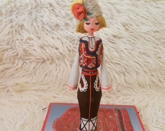 Traditional Bulgarian Folk Doll. Ethnic European Art Doll.Wooden Dressed Man Doll. Handcrafted Collectible Doll. ONE OF A KIND.