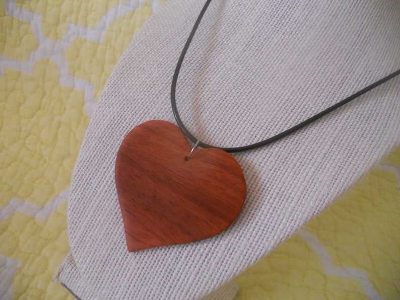 Exotic Wood Padauk Pendant. Red Heart Wooden Jewelry. Bohemian image 0