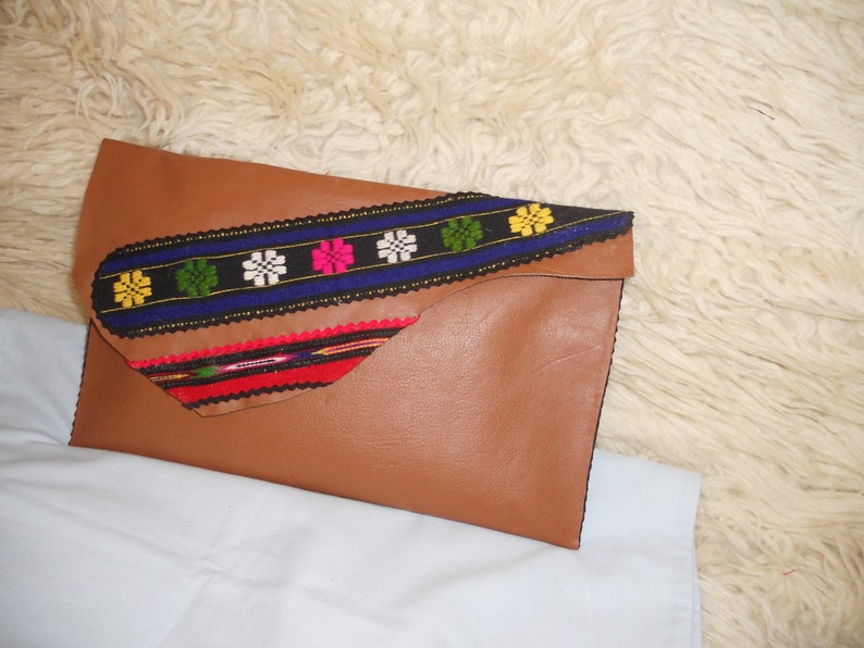 Handmade Genuine Leather Clutch Bag. Leather Purse. Ethnic image 0