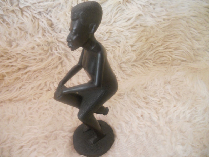 African Drummer Figurine. Ebony Wood Sculpture. Collectible image 0