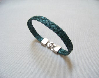 Genuine Leather  Bracelet with a Silver Plated Closure. Jewelry. Gift for her, girlfriend, wife.