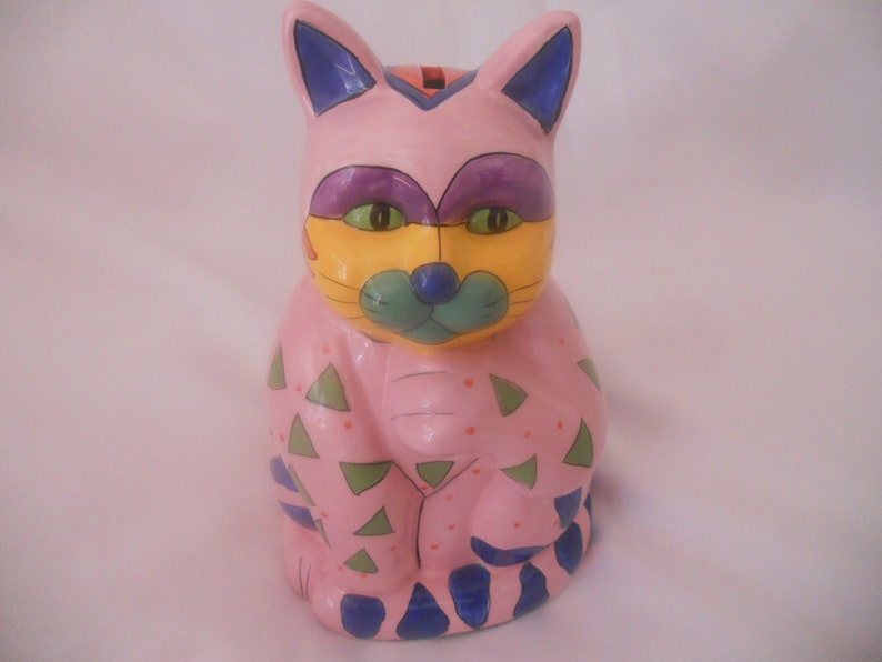 Milson and Louis Ceramic Cat Money Bank. Multicolored Cat image 0