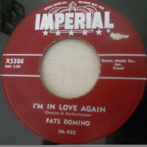 Fats Domino I&#39;m in Love Again/My Blue Heaven 45 RPM Vinyl Record. Vintage 1956 Collectible Record. Recorded Audio.Jazz Pop Music.